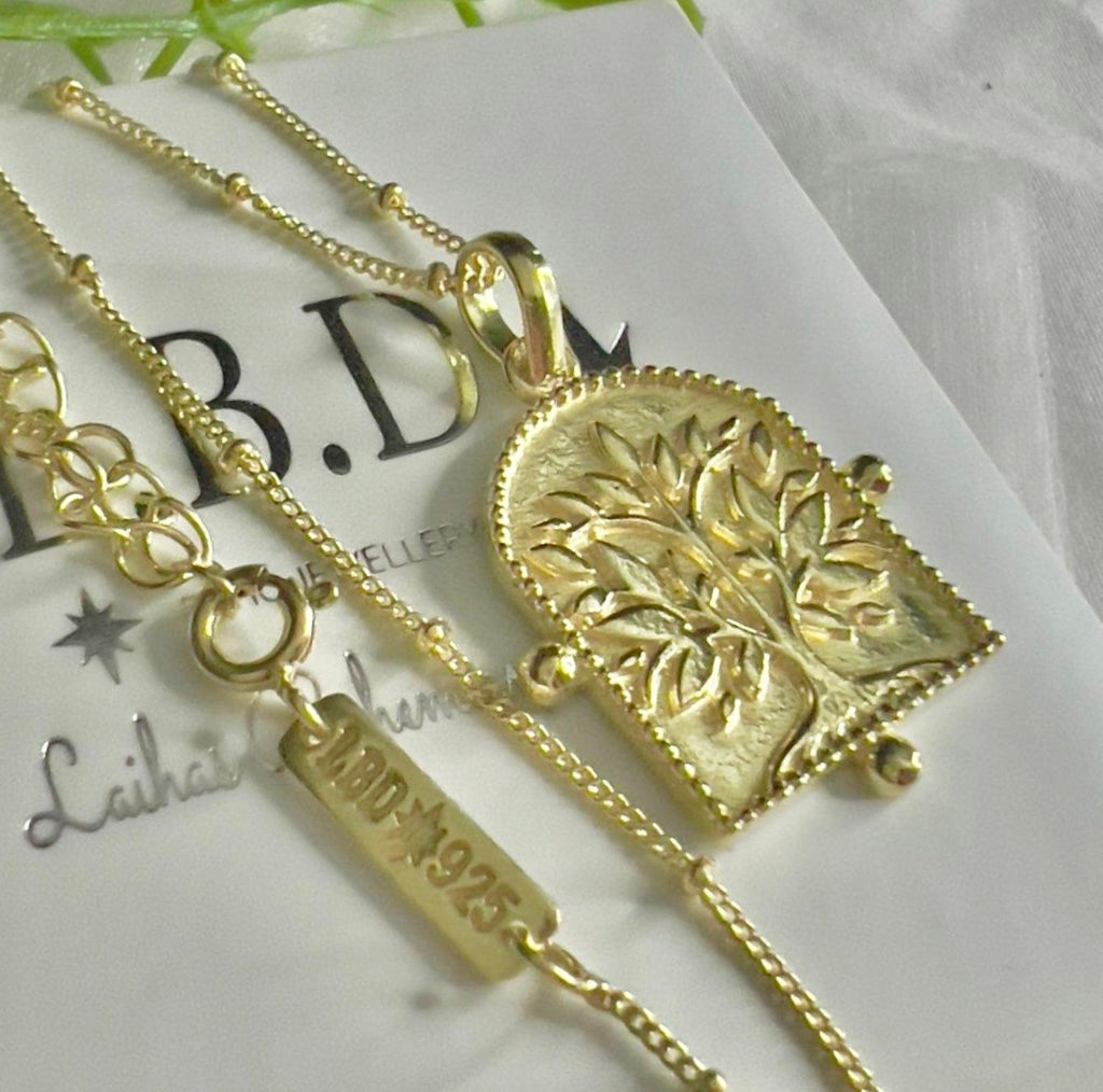 Gold boho necklace- tree of life necklace LBD