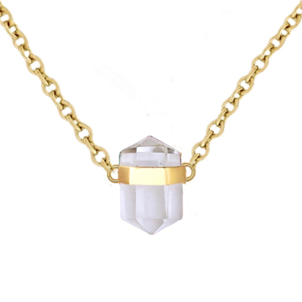 Laihas Crystal Kindness Gold Clear Quartz Crystal Necklace Gold Gemstone Necklace Laihas Bohemian Dreaming -L.B.D