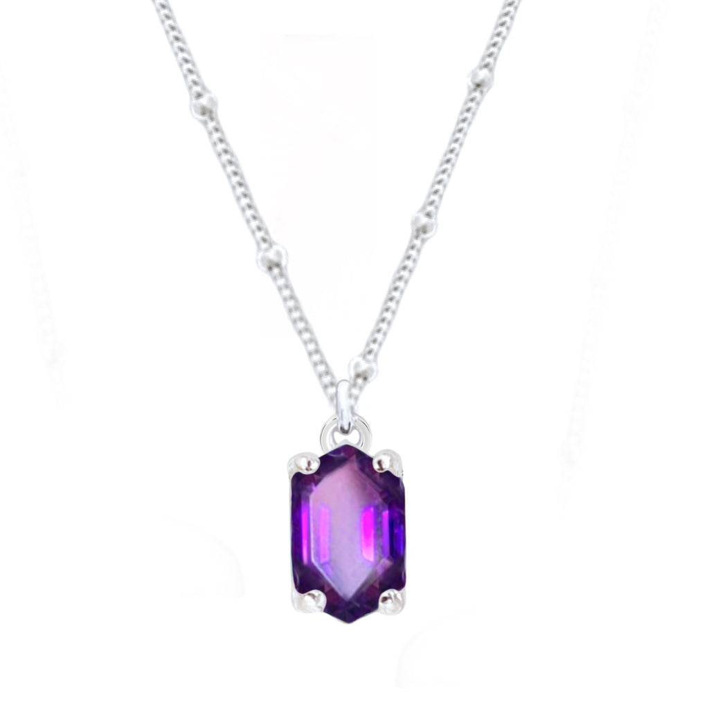 Laihas Mini Hex Crystal Amethyst Necklace Gemstone Sterling Silver necklace Laihas Bohemian Dreaming -L.B.D