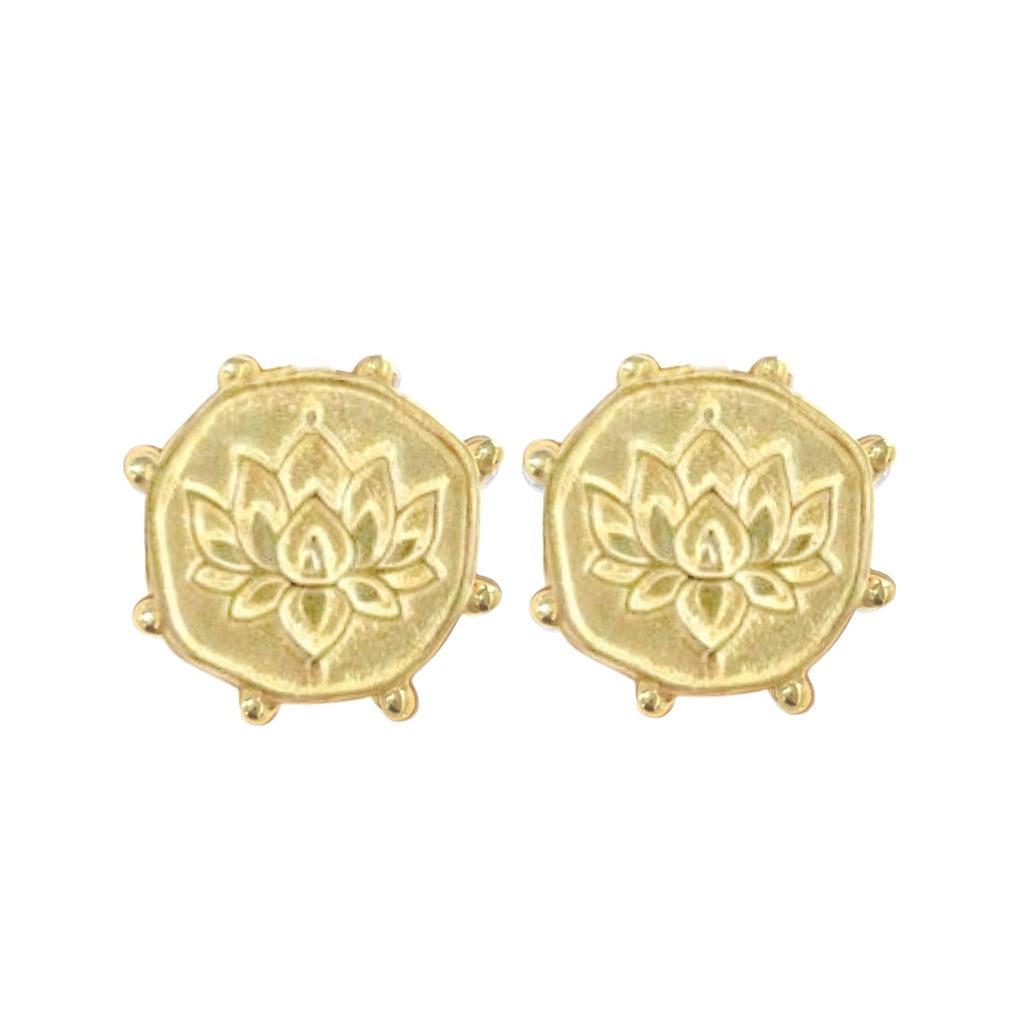 Laihas Perfectly Imperfect Lotus Flower Gold Stud Earrings Gold Earrings Laihas Bohemian Dreaming -L.B.D