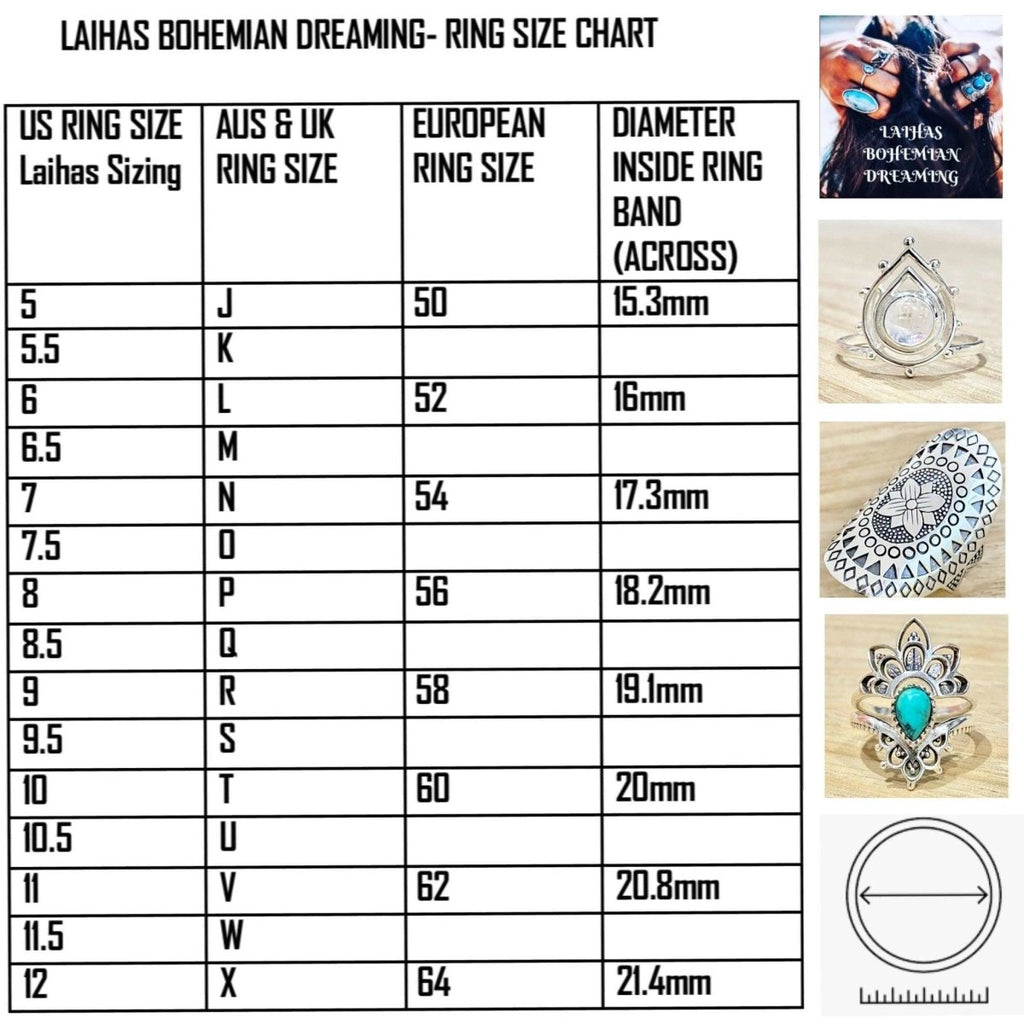Ring Size Chart - Laihas Bohemian Dreaming -L.B.D
