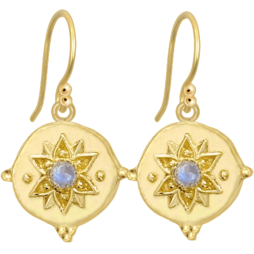 Laihas Large Vera May Gold Moonstone Earrings Gold Gemstone earrings Laihas Bohemian Dreaming -L.B.D