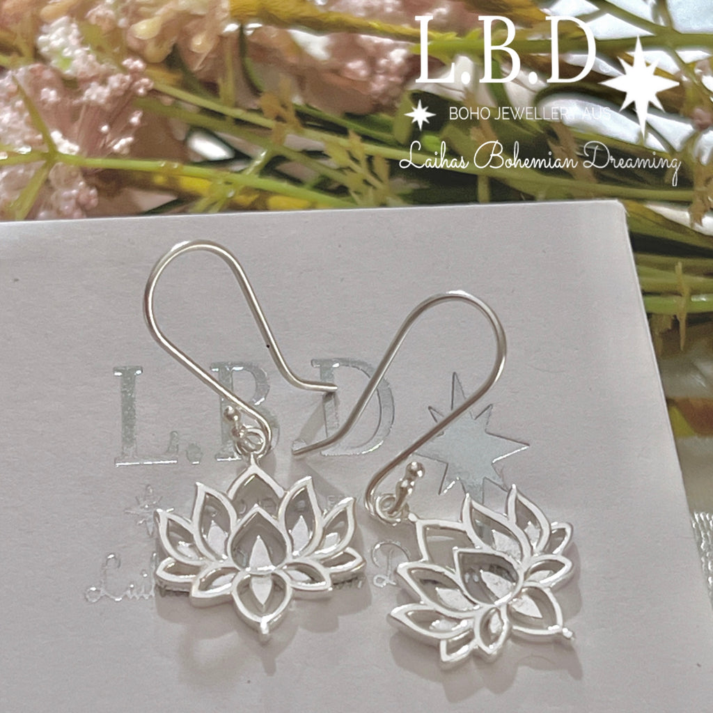 Laihas Lotus Flower Boho Earrings Sterling Silver Earrings Laihas Bohemian Dreaming -L.B.D