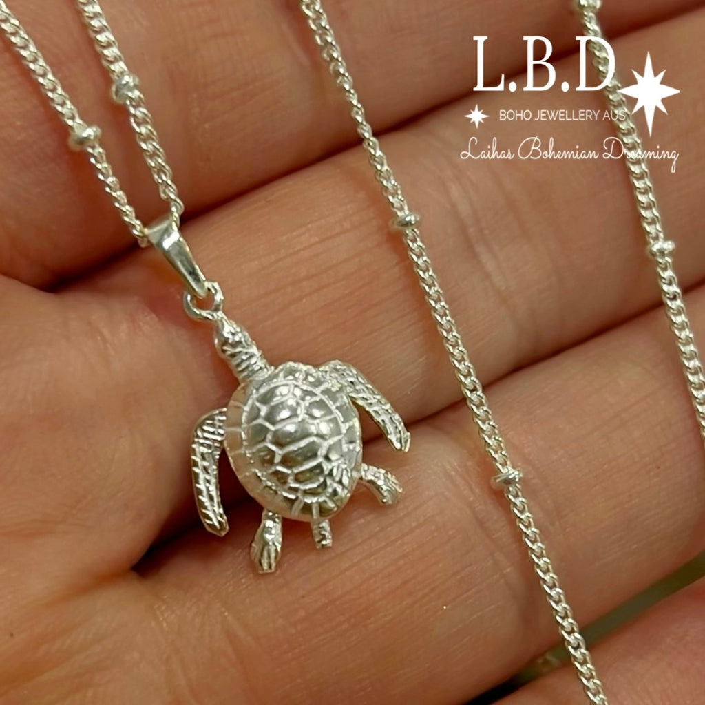 Laihas Home is Where The Heart Is -Turtle Necklace Sterling Silver Necklace Laihas Bohemian Dreaming -L.B.D