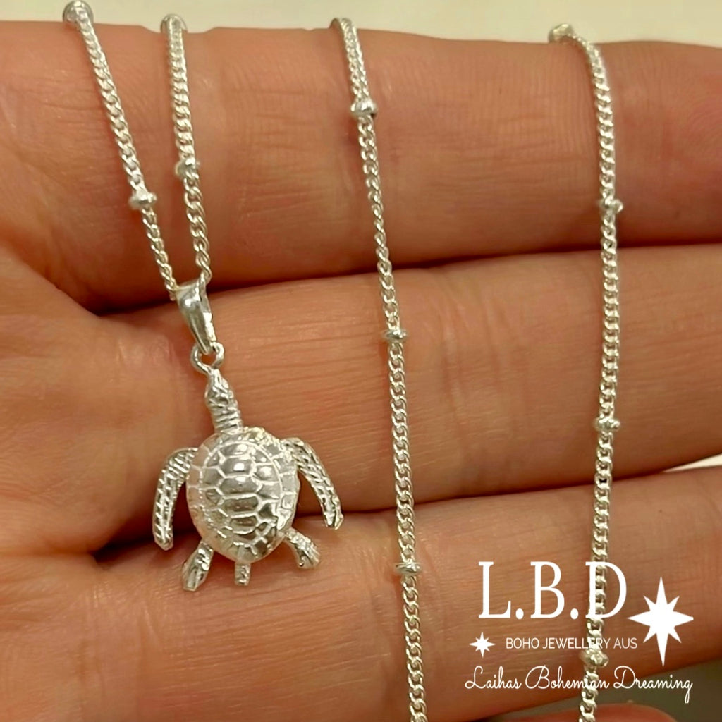 Laihas Home is Where The Heart Is -Turtle Necklace Sterling Silver Necklace Laihas Bohemian Dreaming -L.B.D