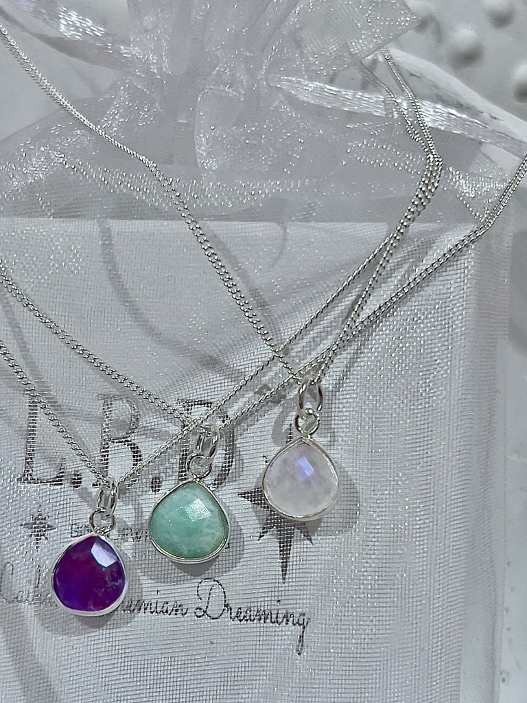 Laihas Raining Hearts Amethyst Necklace Gemstone Sterling Silver necklace Laihas Bohemian Dreaming -L.B.D
