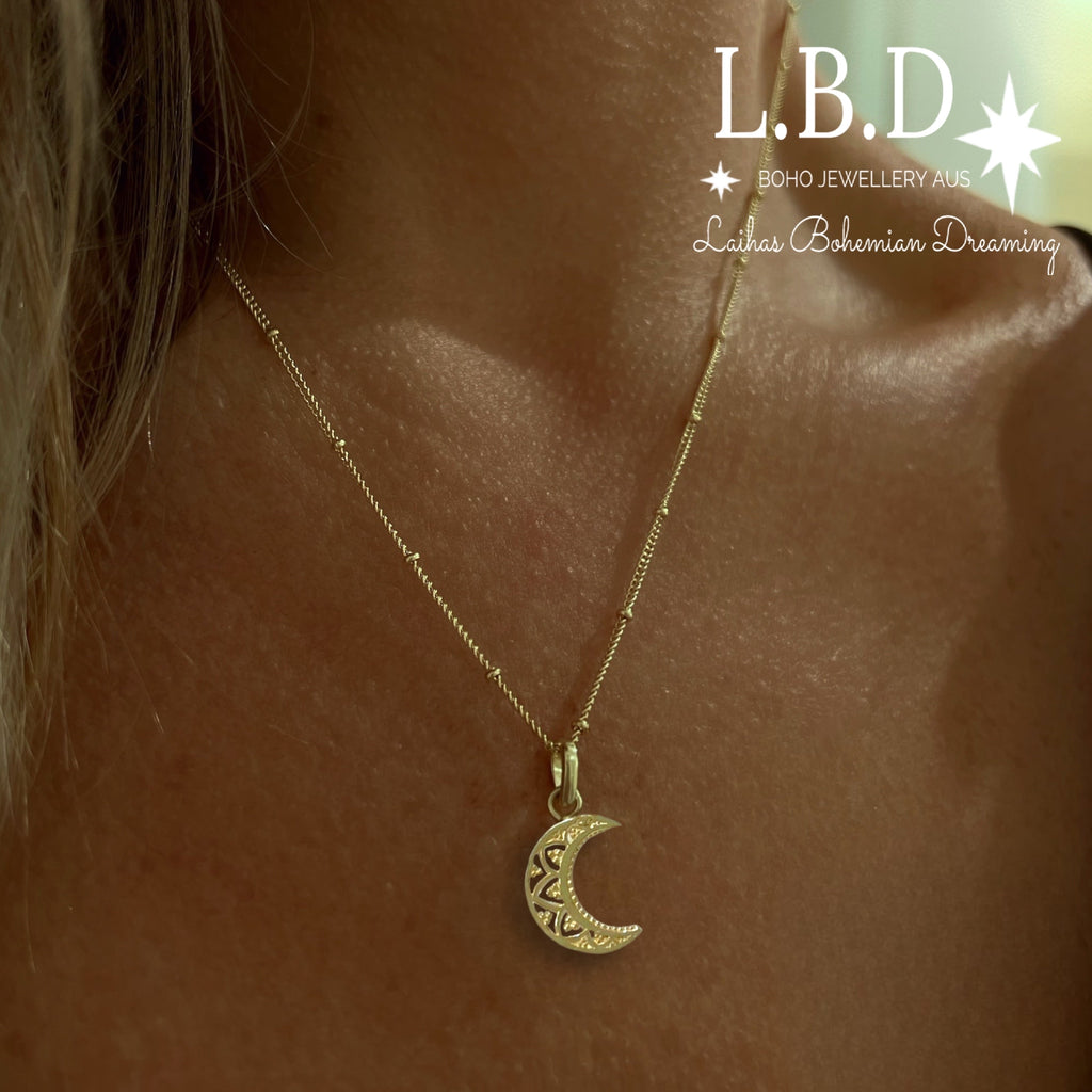 Gold Boho Necklace -Gold Necklace -Moon necklace Laihas Bohemian Dreaming -L.B.D