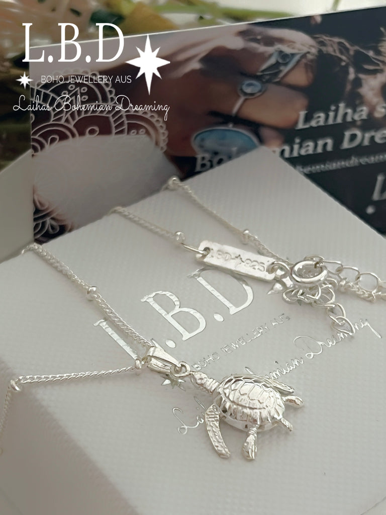 Laihas Home is Where The Heart Is -Turtle Necklace Sterling Silver Necklace Laihas Bohemian Dreaming -L.B.D