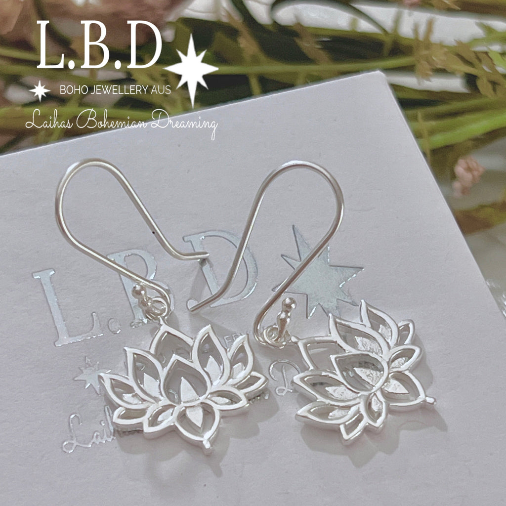 Laihas Lotus Flower Boho Earrings Sterling Silver Earrings Laihas Bohemian Dreaming -L.B.D