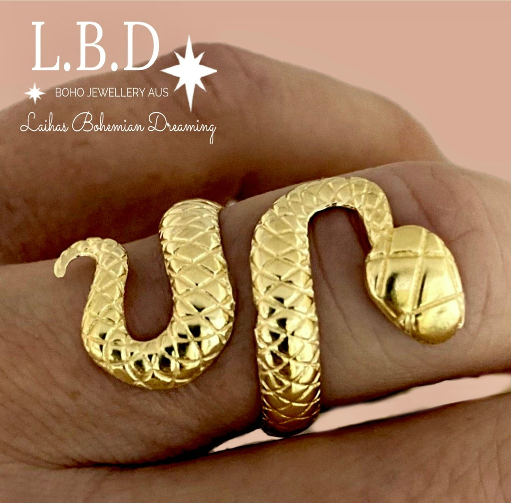 Laihas Spiritual Rebirth Gold Snake Ring Gold Ring Laihas Bohemian Dreaming -L.B.D