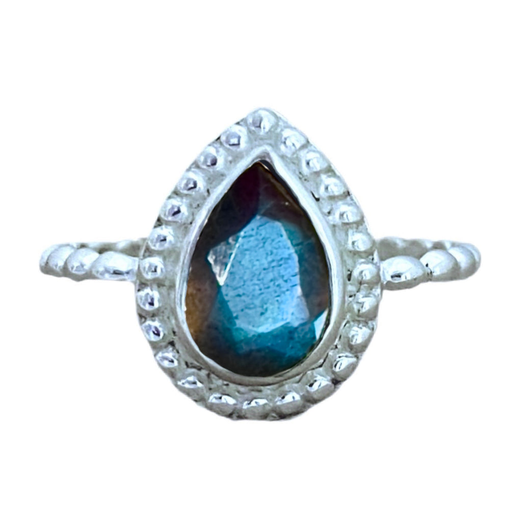 Laihas Summer Haze Raindrop Labradorite Ring Gemstone Sterling Silver Ring Laihas Bohemian Dreaming -L.B.D