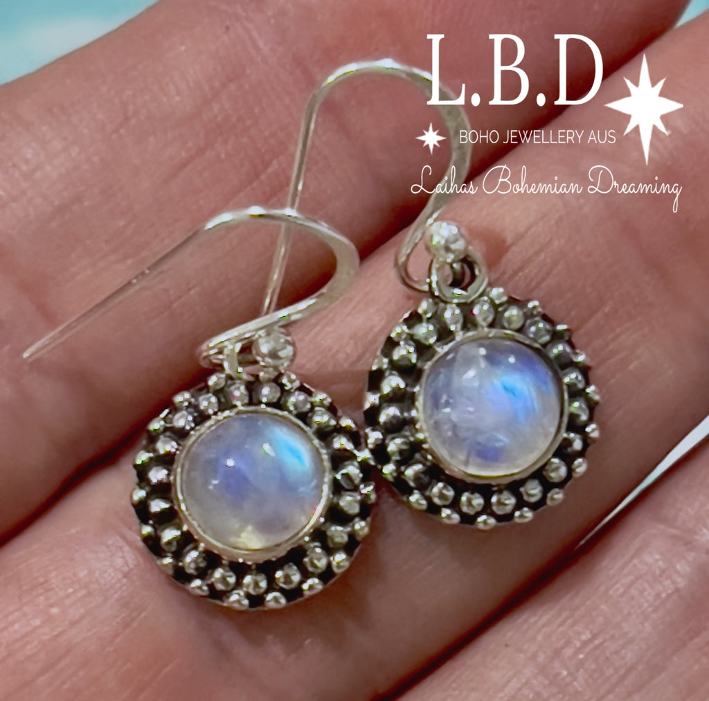 Laihas Spring Time Moonstone Earrings Gemstone Sterling Silver Earrings Laihas Bohemian Dreaming -L.B.D