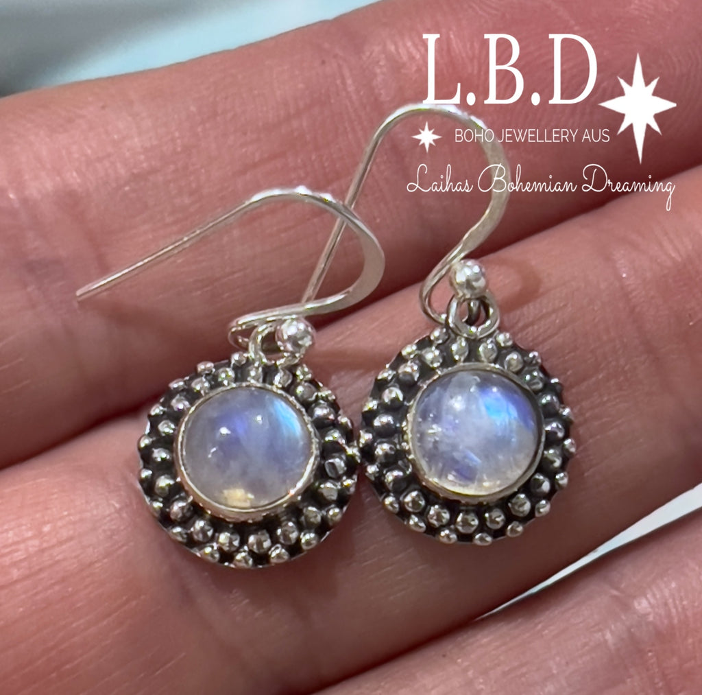 Laihas Spring Time Moonstone Earrings Gemstone Sterling Silver Earrings Laihas Bohemian Dreaming -L.B.D