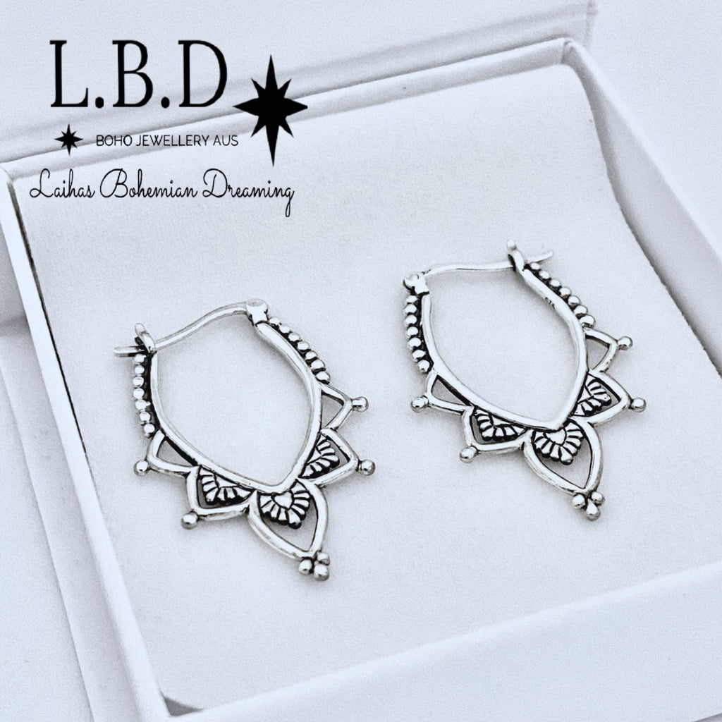 Laihas Prestige, Enlighten Me Boho Hoop Earrings Sterling Silver Earrings Laihas Bohemian Dreaming -L.B.D