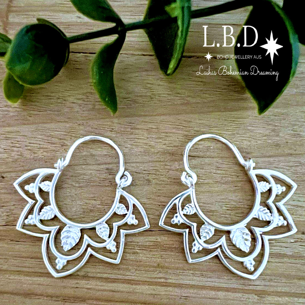 Laihas Prestige Daisly Boho Sterling Silver Hoop Earrings Sterling Silver Earrings Laihas Bohemian Dreaming -L.B.D