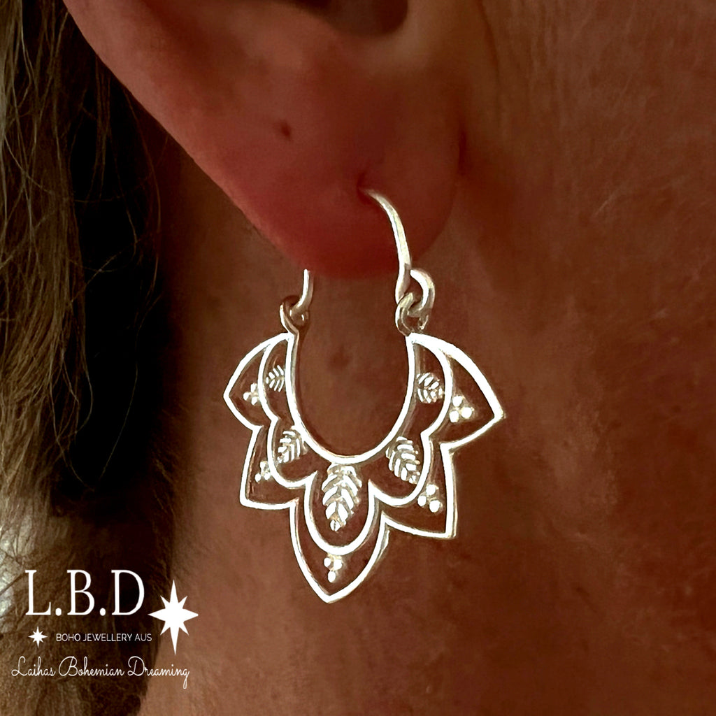 Laihas Prestige Daisly Boho Sterling Silver Hoop Earrings Sterling Silver Earrings Laihas Bohemian Dreaming -L.B.D