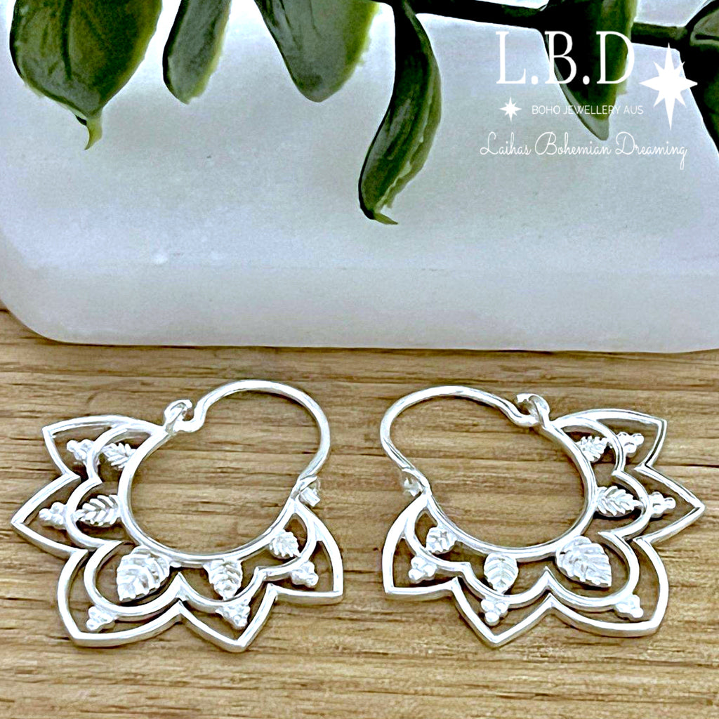 Laihas Prestige Daisly Boho Sterling Silver Hoop Earrings Sterling Silver Earrings Laihas Bohemian Dreaming -L.B.D