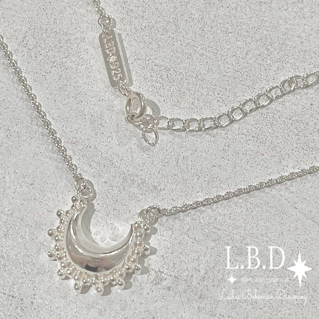 Laihas Prestige Goddess ‘Tammie’  Crescent Moon Boho Necklace Sterling Silver Necklace Laihas Bohemian Dreaming -L.B.D