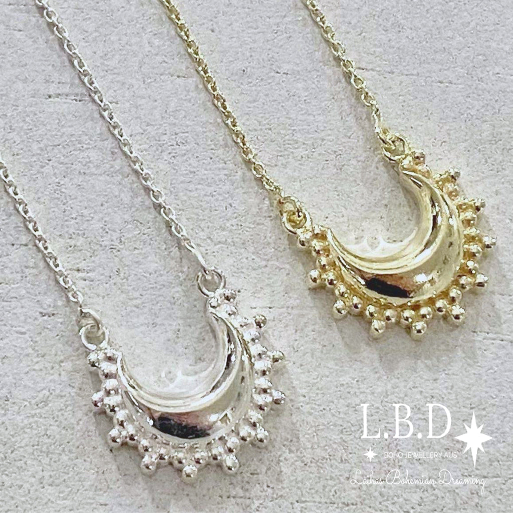 Laihas Prestige Goddess ‘Tammie’  Crescent Moon Boho Necklace Sterling Silver Necklace Laihas Bohemian Dreaming -L.B.D