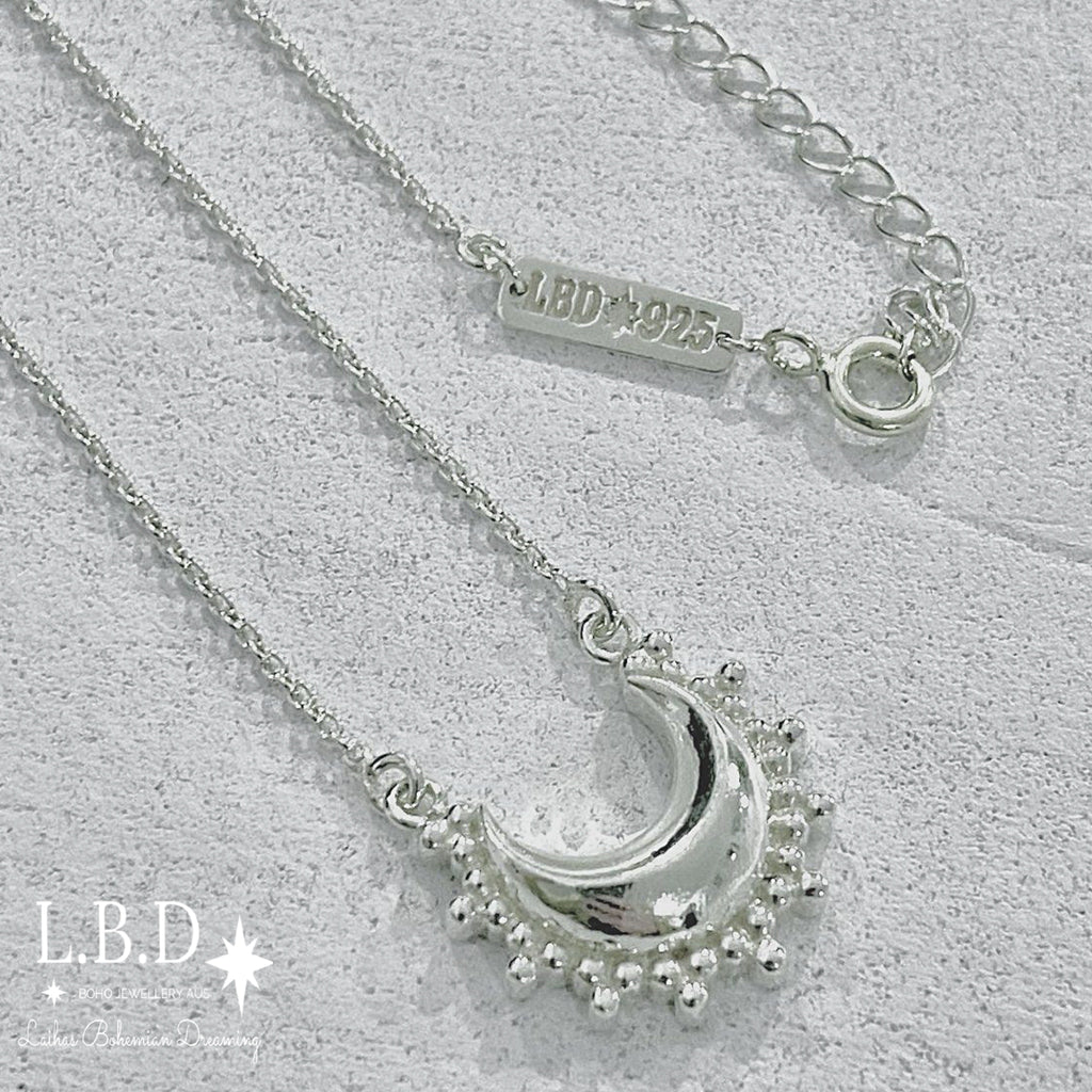 Laihas Prestige Goddess ‘Tammie’  Crescent Moon Boho Necklace Sterling Silver Necklace Laihas Bohemian Dreaming -L.B.D