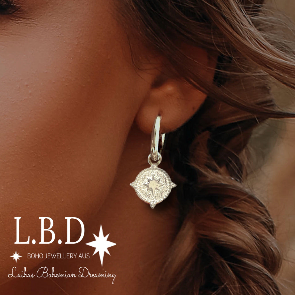 silver hoop earrings/ boho earrings LBD