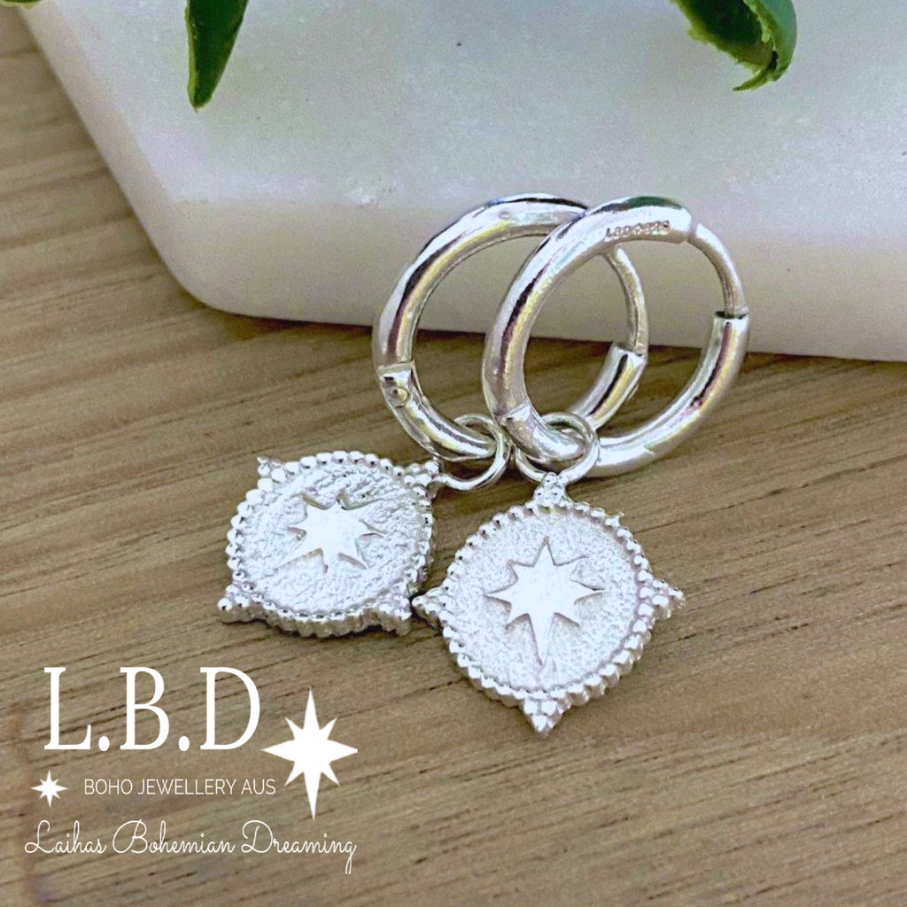 Laihas Prestige Southern Star Boho Hoop Earrings Sterling Silver Earrings Laihas Bohemian Dreaming -L.B.D