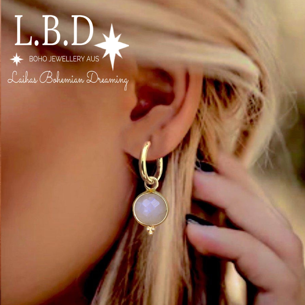 Laihas Free Spirit Gold Moonstone Hoop Earrings Gold Gemstone earrings Laihas Bohemian Dreaming -L.B.D