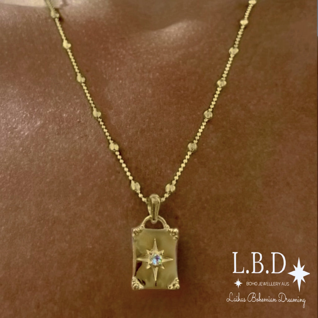 Laihas Prestige Celestial Gold White Topaz Crystal Necklace Gold Gemstone Necklace Laihas Bohemian Dreaming -L.B.D