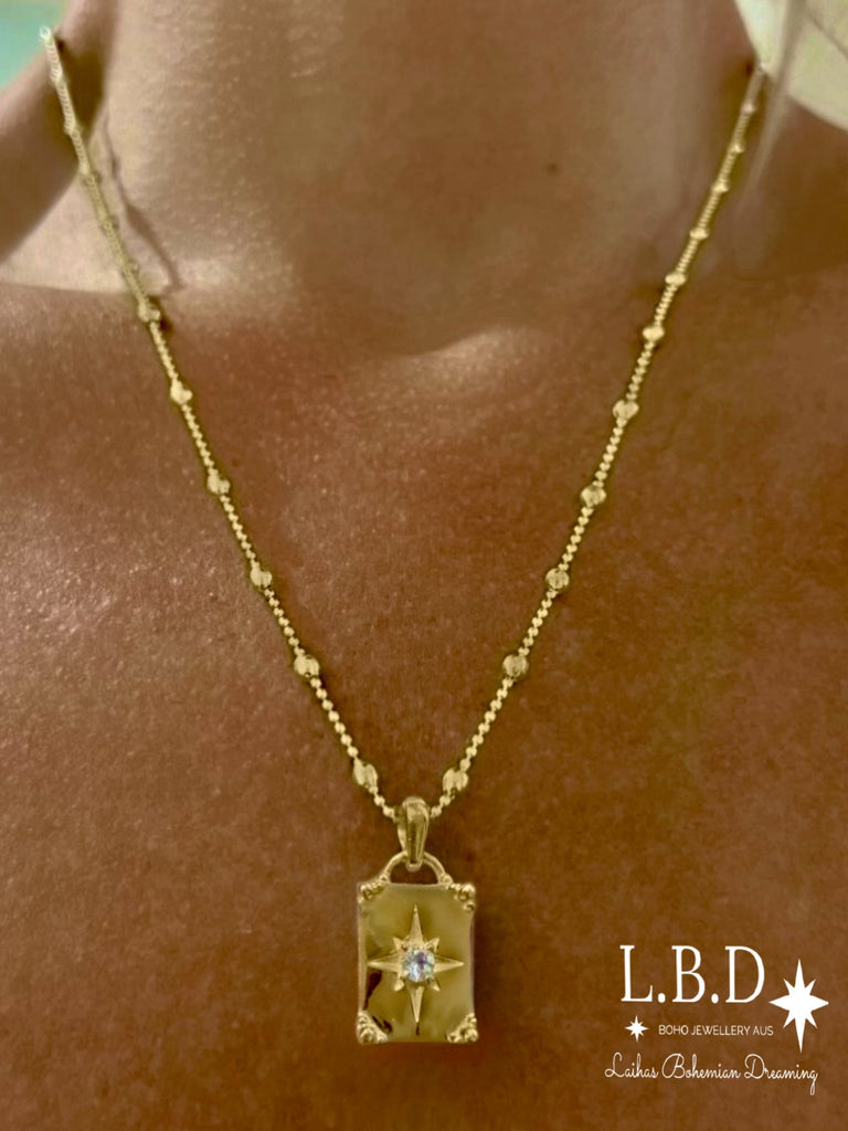 Laihas Prestige Celestial Gold White Topaz Crystal Necklace Gold Gemstone Necklace Laihas Bohemian Dreaming -L.B.D