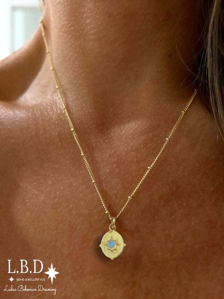 Laihas Guiding Light Gold Moonstone Necklace Of Hope Gold Gemstone Necklace Laihas Bohemian Dreaming -L.B.D