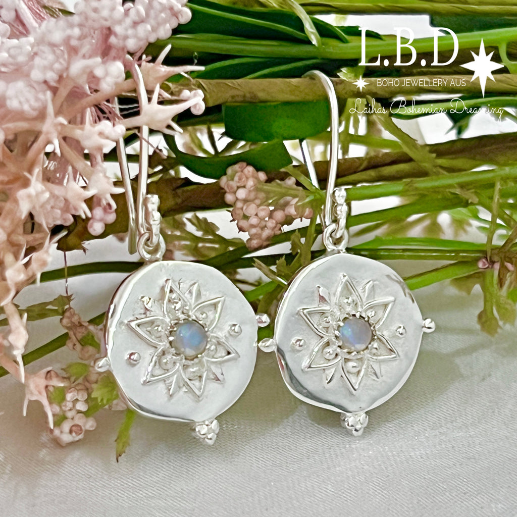 Laihas Large Vera May Moonstone Earrings Gemstone Sterling Silver Earrings Laihas Bohemian Dreaming -L.B.D