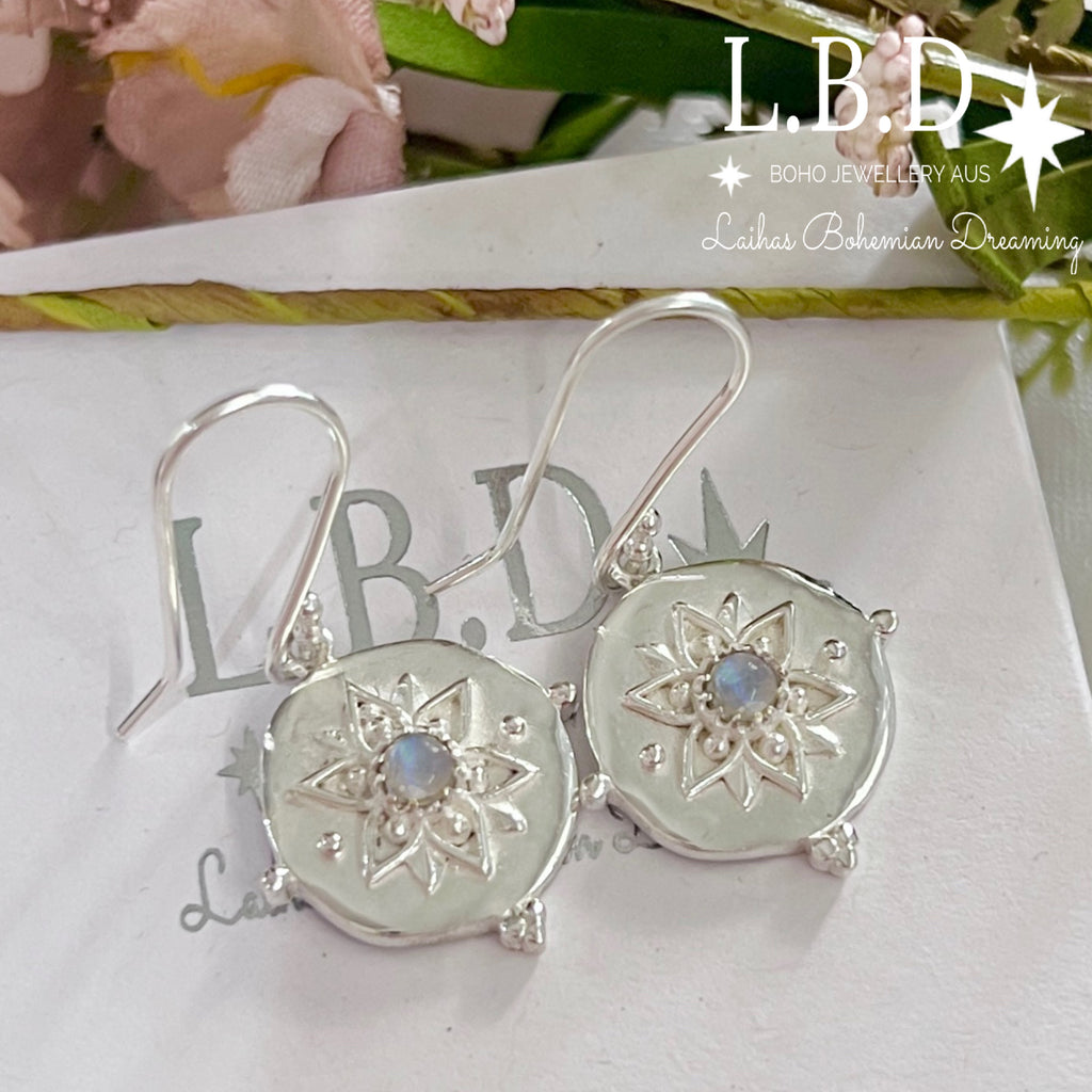 Laihas Large Vera May Moonstone Earrings Gemstone Sterling Silver Earrings Laihas Bohemian Dreaming -L.B.D