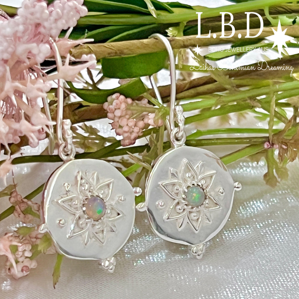 Laihas Large Vera May Opal Earrings Gemstone Sterling Silver Earrings Laihas Bohemian Dreaming -L.B.D