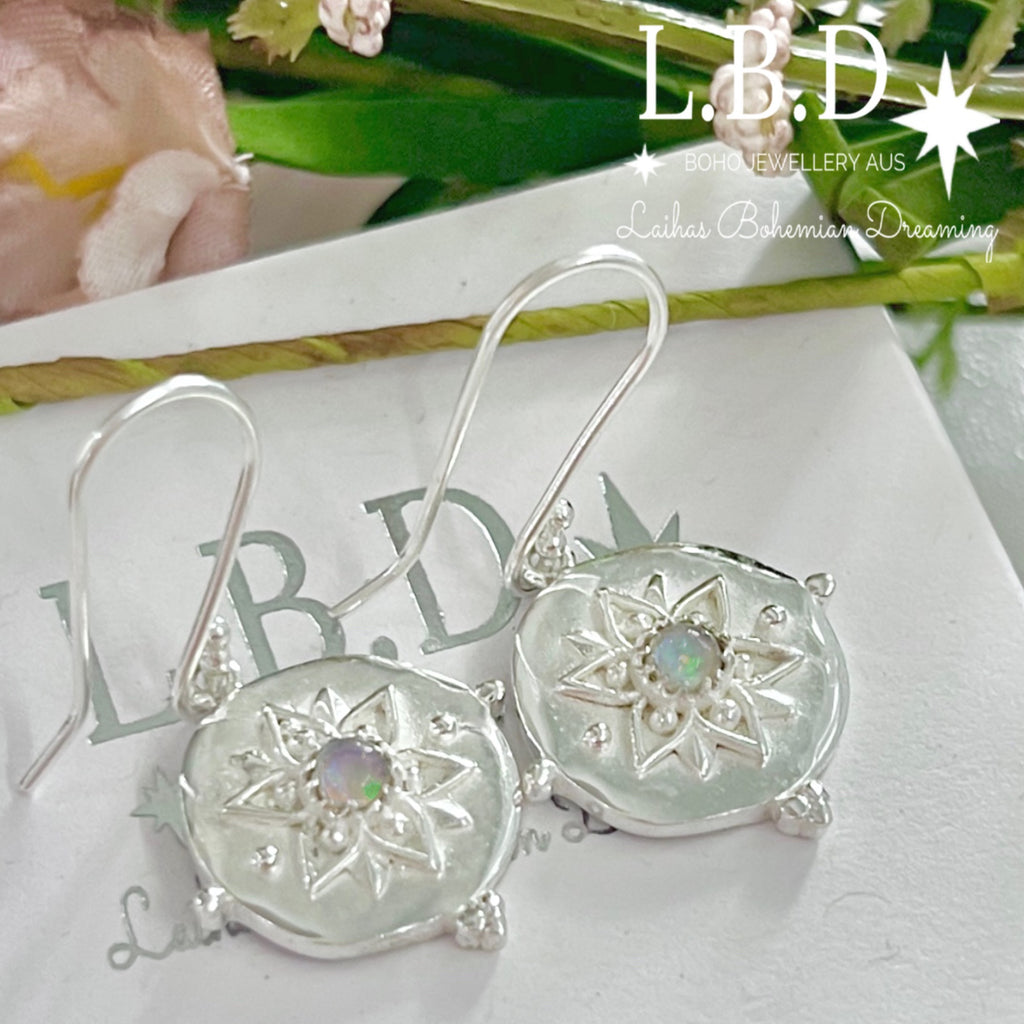 Laihas Large Vera May Opal Earrings Gemstone Sterling Silver Earrings Laihas Bohemian Dreaming -L.B.D