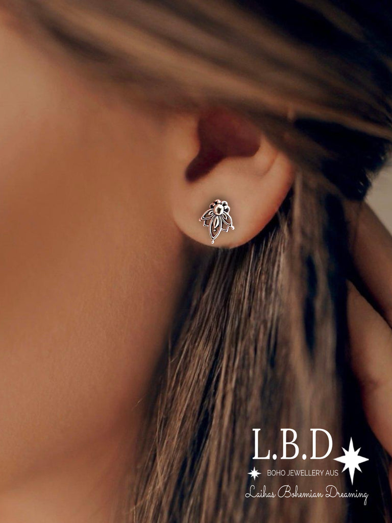 Laihas Swinging Lotus Flower Studs Simple Studs Laihas Bohemian Dreaming -L.B.D