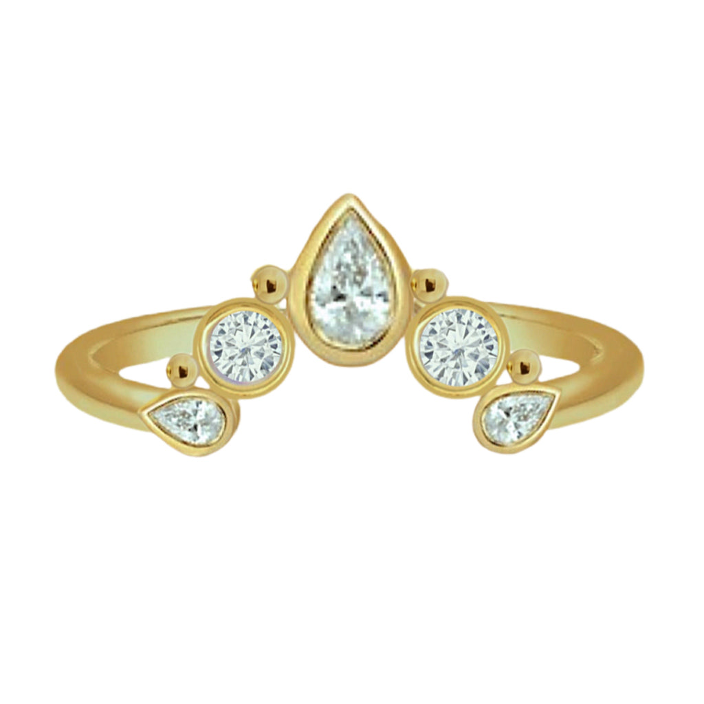 Laihas Queen Of Cups Gold, Genuine White Topaz Eternity Ring Gemstone Gold Ring Laihas Bohemian Dreaming -L.B.D