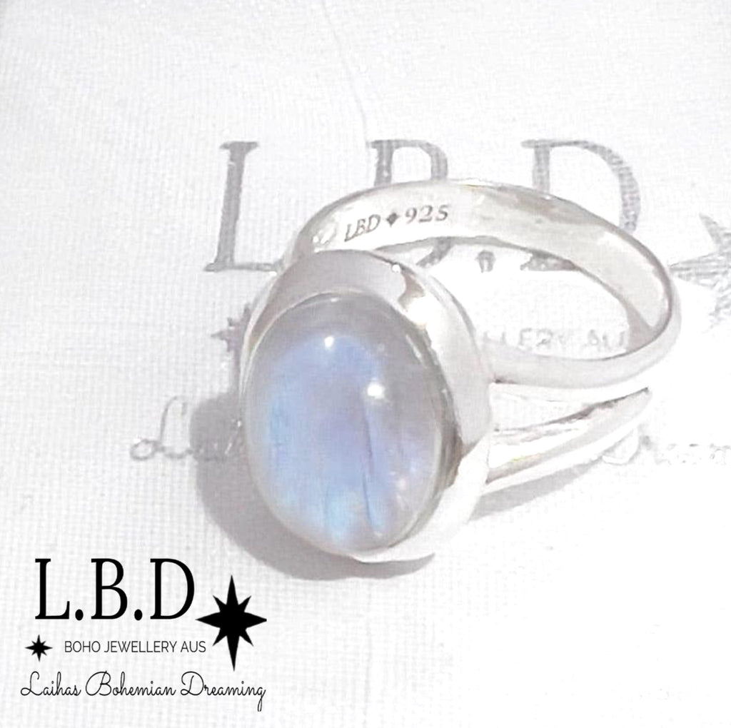 Laihas Classic Chic Oval Moonstone Ring Gemstone Sterling Silver Ring Laihas Bohemian Dreaming -L.B.D