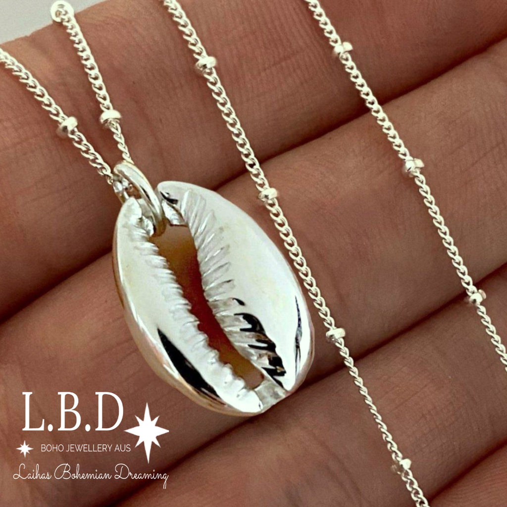 Cowrie Shell Boho Necklace- Sterling Silver