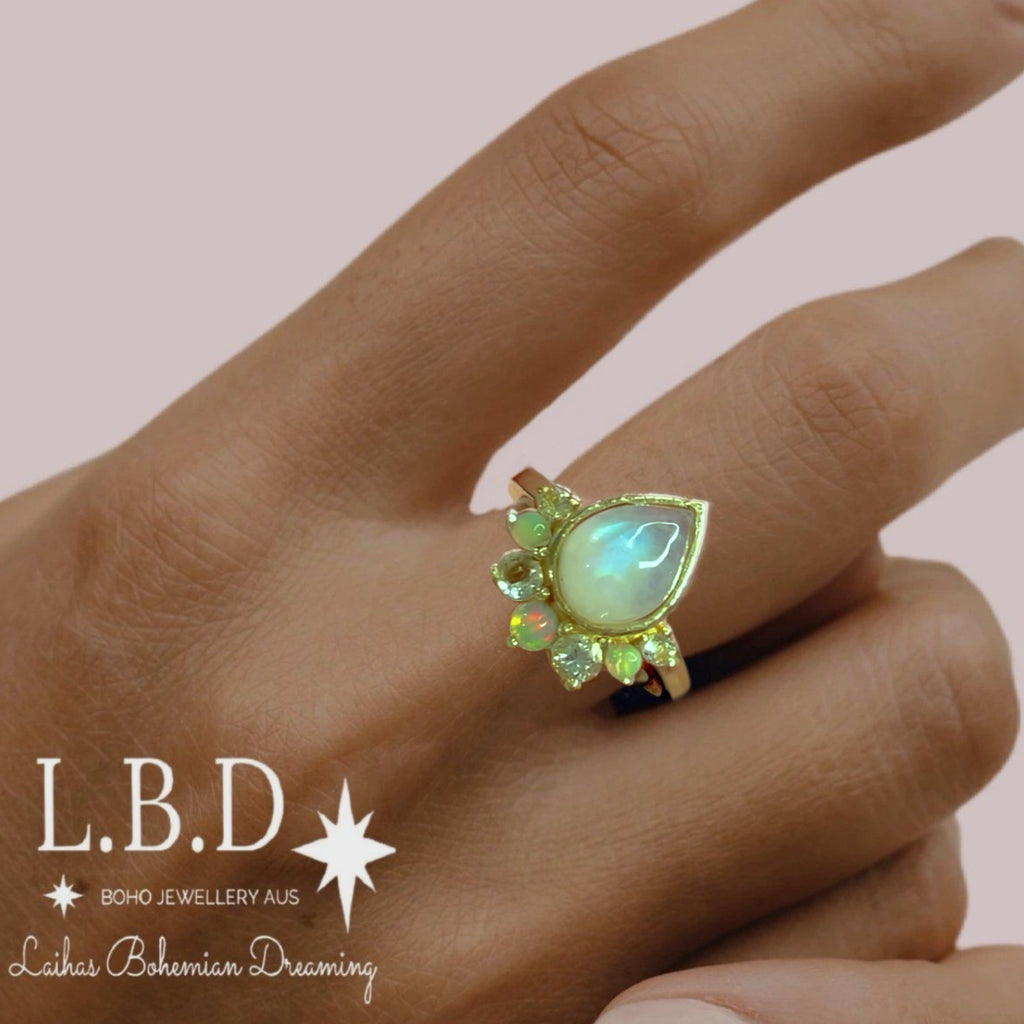 Laihas Premium Ballerina Gold Topaz, Opal and Moonstone Ring Gemstone Gold Ring Laihas Bohemian Dreaming -L.B.D