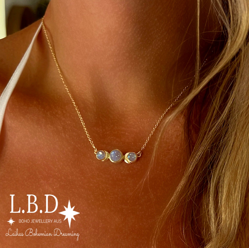 Laihas Moon Tribe Gold Moonstone Necklace Gold Gemstone Necklace Laihas Bohemian Dreaming -L.B.D