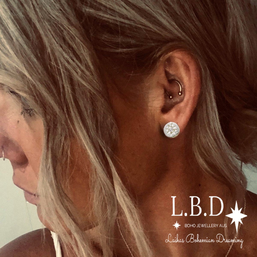 Laihas Prestige ‘Shoot For The Stars’ Sterling Silver Stud Earrings-Topaz Sterling Silver Earrings Laihas Bohemian Dreaming -L.B.D