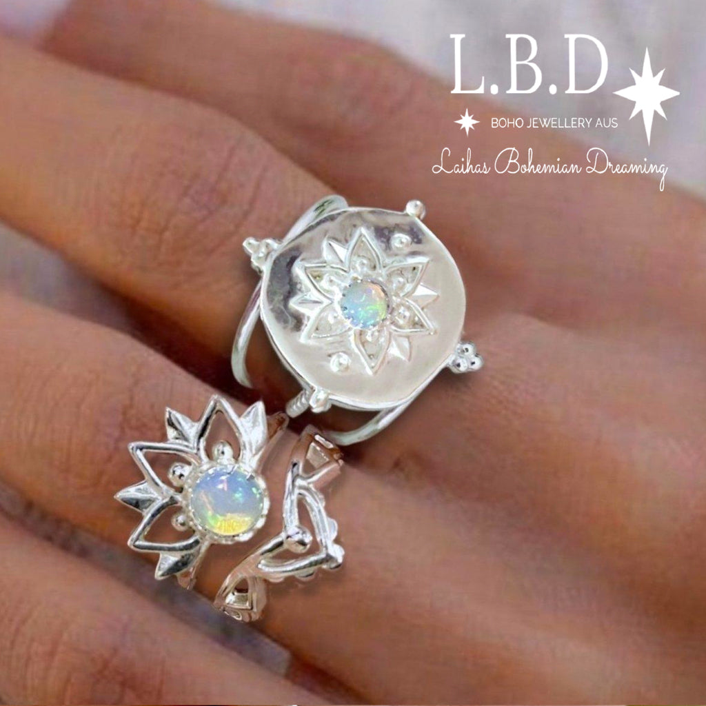 Laihas Inflorescence Boho Opal Ring Set Gemstone Sterling Silver Ring Laihas Bohemian Dreaming -L.B.D