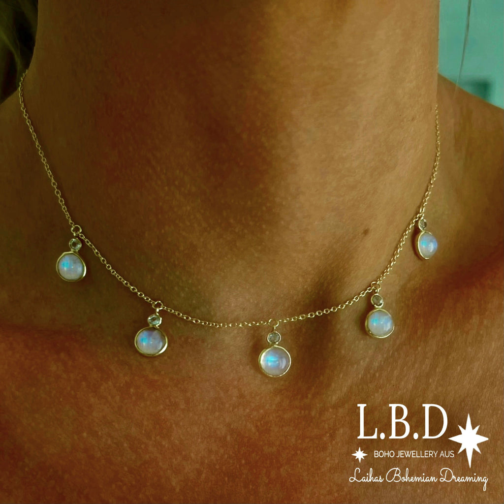 Laihas Eternal Gold Topaz and Moonstone Choker Necklace Gold Gemstone Necklace Laihas Bohemian Dreaming -L.B.D