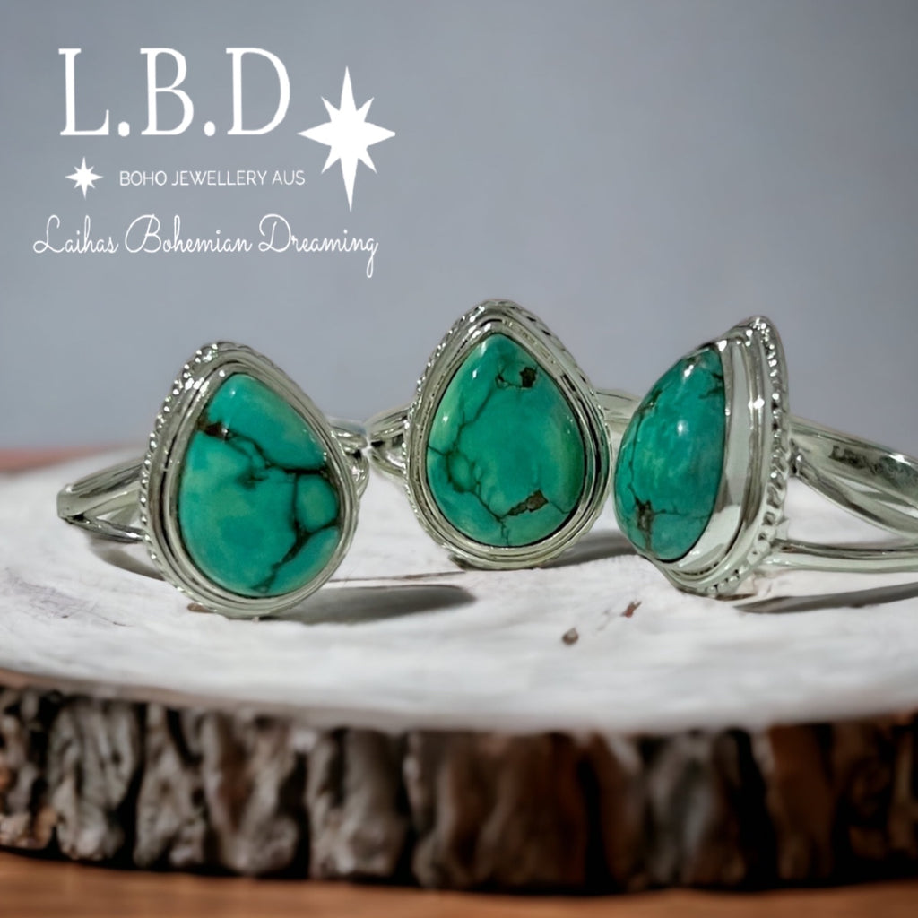 Turquoise Ring- Gemstone Sterling Silver Ring -Laihas Bohemian Dreaming -LBD