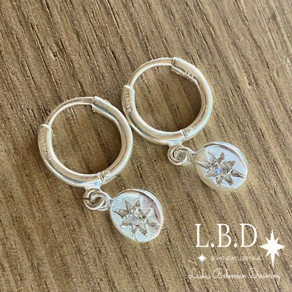 Laihas Prestige Shoot For The Stars Sterling Silver Hoop Earrings-Topaz Sterling Silver Earrings Laihas Bohemian Dreaming -L.B.D