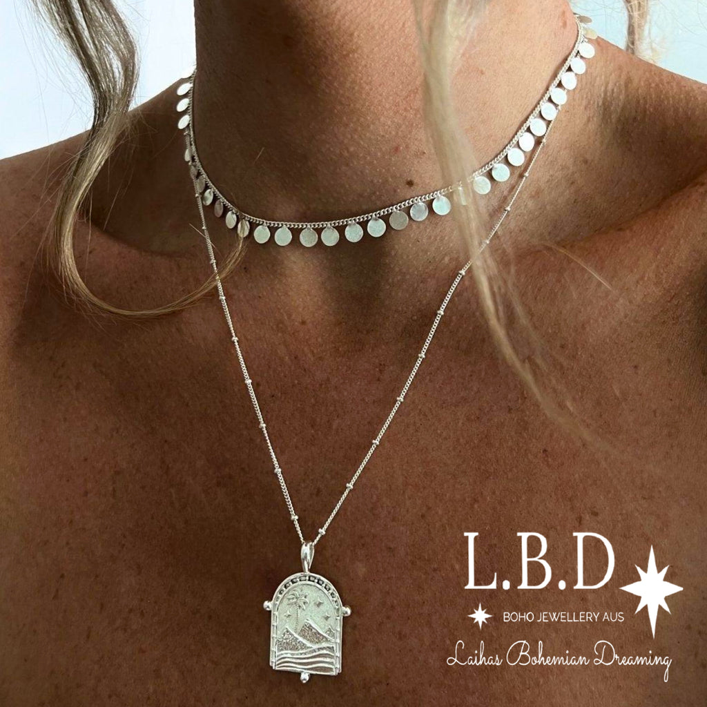 boho necklace- sterling silver choker 
