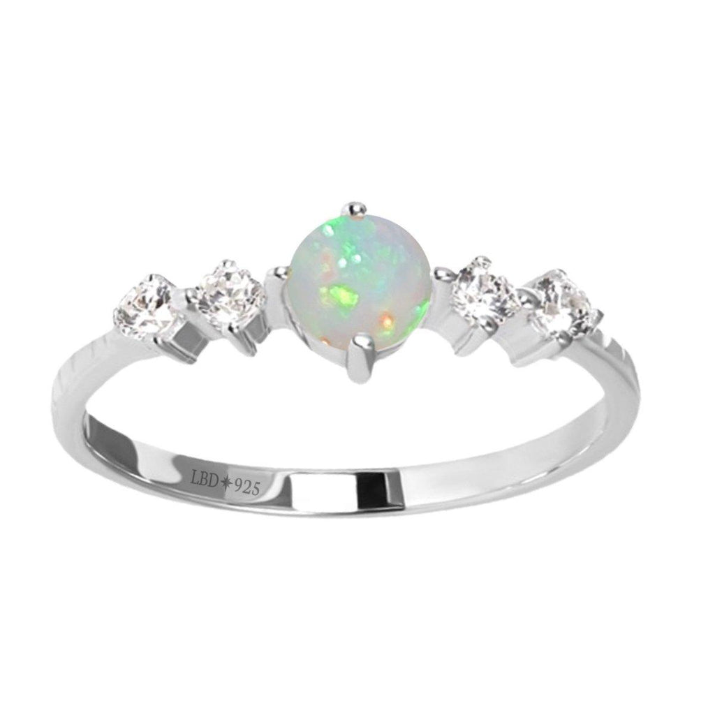 Genuine Opal Ring- Petite Sparkle Opal and Topaz Ring -LBD Australia