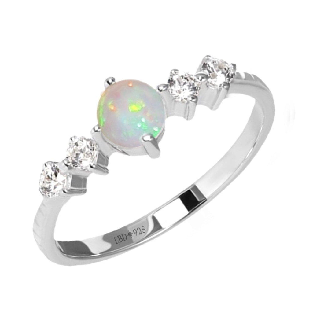 Genuine Opal Ring- Petite Sparkle Opal and Topaz Ring -LBD Australia