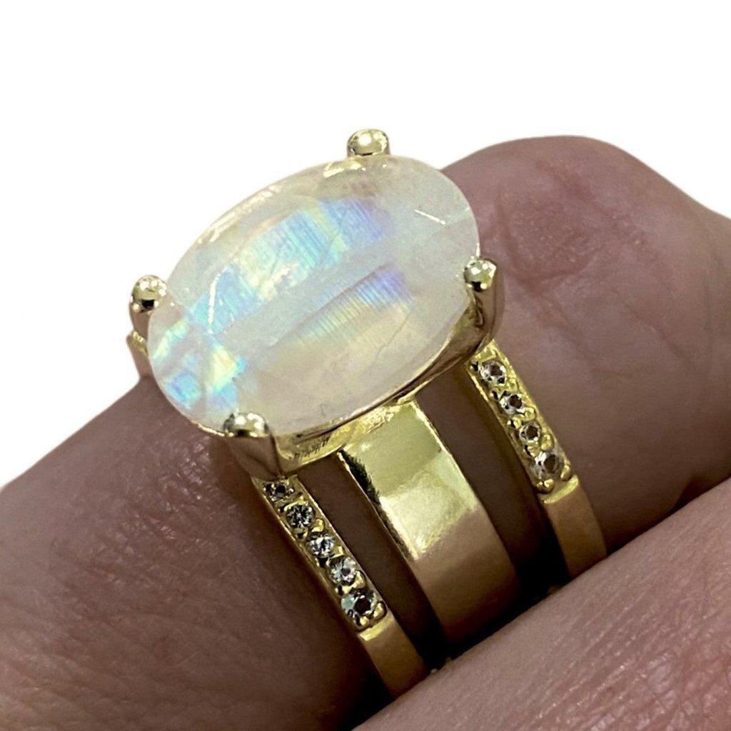 Gold Moonstone Ring- Laihas Evening Crystal Moonstone Ring -LBD Australia