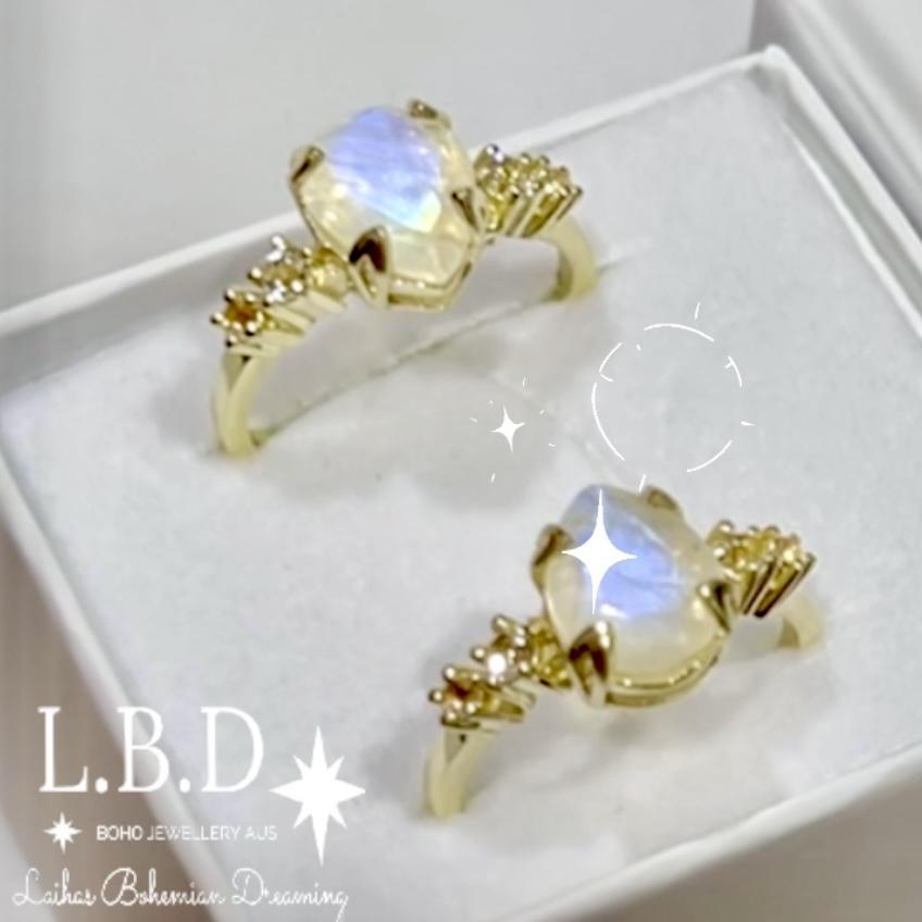 Gold Moonstone Ring- Laihas Mystical Gold Moonstone Promise Ring -LBD Australia